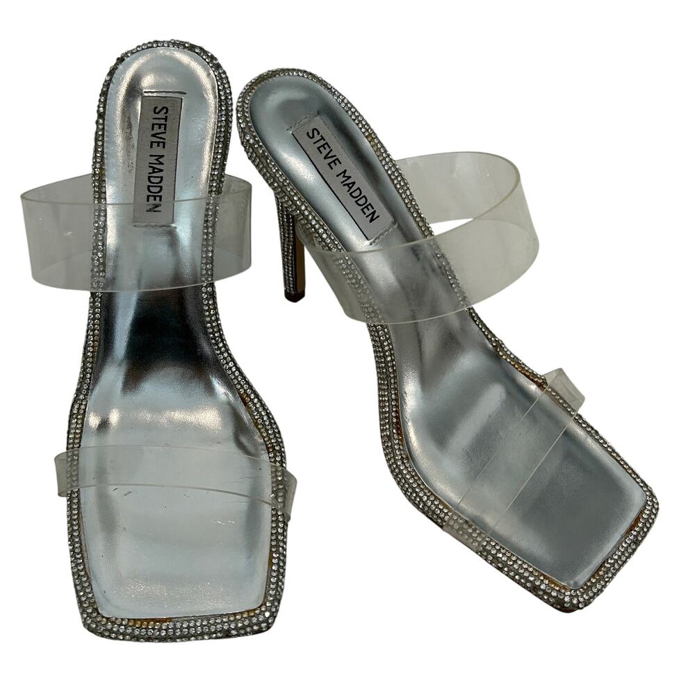 Steve Madden women's Slip On Silver Rhinestone Heels Size 8